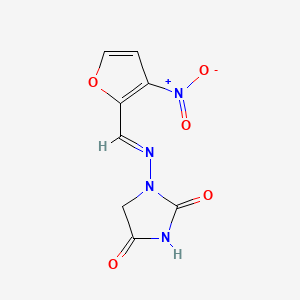 molecular formula C8H6N4O5 B1244629 2,4-Imidazolidinedione, 1-(((3-nitro-2-furanyl)methylene)amino)- CAS No. 10130-66-2