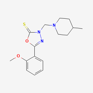 molecular formula C16H21N3O2S B12446314 5-(2-Methoxyphenyl)-3-[(4-methylpiperidin-1-yl)methyl]-1,3,4-oxadiazole-2-thione 