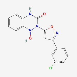 molecular formula C16H11ClN4O3 B1244632 2-[3-(3-chlorophenyl)-5-isoxazolyl]-1-hydroxy-4H-1,2,4-benzotriazin-3-one 