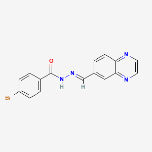 molecular formula C16H11BrN4O B1244641 4-bromo-N'-[(E)-quinoxalin-6-ylmethylidene]benzohydrazide 