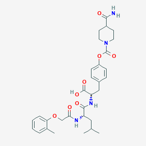 molecular formula C31H40N4O8 B1244644 (2S)-3-[4-(4-carbamoylpiperidine-1-carbonyl)oxyphenyl]-2-[[(2S)-4-methyl-2-[[2-(2-methylphenoxy)acetyl]amino]pentanoyl]amino]propanoic acid CAS No. 278598-52-0