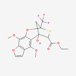 Ethyl 5-hydroxy-6,10-dimethoxy-2-trifluoromethyl-4,5-dihydro-2,5-methanofuro[3,2-H][1,3]benzoxathiepine-4-carboxylate