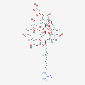 molecular formula C62H109N3O20 B1244652 3-氧代-3-[[(12E,14E,22E)-5,7,9,11,21,25,27,29,31,35,37,38,39-十三羟基-10,16,20,22,26,30,34-七甲基-17-[(E)-4-甲基-10-[(N'-甲基氨甲酰亚胺)氨基]癸-4-烯-2-基]-19-氧代-18,41-二氧杂双环[35.3.1]四十一碳-12,14,22-三烯-3-基]氧基]丙酸 