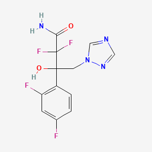 molecular formula C12H10F4N4O2 B1244658 3-(2,4-difluorophenyl)-2,2-difluoro-3-hydroxy-4-(1H-1,2,4-triazol-1-yl)butanamide 