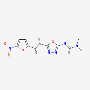 molecular formula C11H11N5O4 B1244667 trans-2-((Dimethylamino)methylimino)-5-(2-(5-nitro-2-furyl)vinyl)-1,3,4-oxadiazole CAS No. 25962-77-0