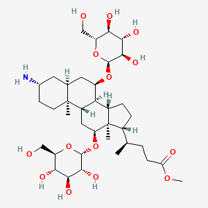 molecular formula C37H63NO14 B1244674 methyl (4R)-4-[(3S,5S,7R,8R,9S,10S,12S,13R,14S,17R)-3-amino-10,13-dimethyl-7,12-bis[[(2S,3R,4S,5S,6R)-3,4,5-trihydroxy-6-(hydroxymethyl)oxan-2-yl]oxy]-2,3,4,5,6,7,8,9,11,12,14,15,16,17-tetradecahydro-1H-cyclopenta[a]phenanthren-17-yl]pentanoate 