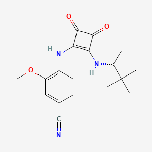 molecular formula C18H21N3O3 B1244686 4-[[2-[[(2R)-3,3-dimethylbutan-2-yl]amino]-3,4-dioxocyclobuten-1-yl]amino]-3-methoxybenzonitrile 