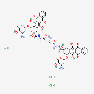 molecular formula C57H66Cl3N7O18 B1244689 4-Demethoxydaunorubicin bis(hydrazone) CAS No. 77313-12-3