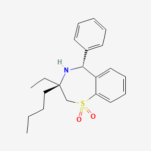 molecular formula C21H27NO2S B1244698 (3R,5R)-3-butyl-3-ethyl-5-phenyl-4,5-dihydro-2H-1lambda6,4-benzothiazepine 1,1-dioxide 