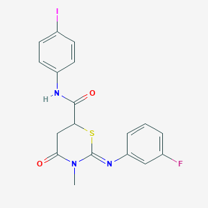 (2Z)-2-[(3-fluorophenyl)imino]-N-(4-iodophenyl)-3-methyl-4-oxo-1,3-thiazinane-6-carboxamide