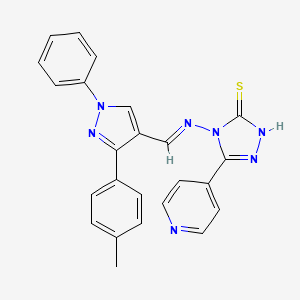 molecular formula C24H19N7S B1244722 4-({[3-(4-methylphenyl)-1-phenyl-1H-pyrazol-4-yl]methylene}amino)-5-(4-pyridinyl)-2,4-dihydro-3H-1,2,4-triazole-3-thione 