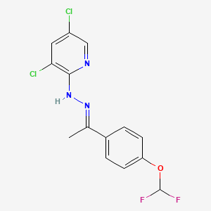 molecular formula C14H11Cl2F2N3O B1244724 3,5-二氯-N-[(E)-1-[4-(二氟甲氧基)苯基]乙叉氨基]吡啶-2-胺 