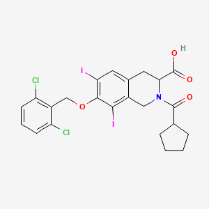 molecular formula C23H21Cl2I2NO4 B1244736 2-Cyclopentanecarbonyl-7-(2,6-dichloro-benzyloxy)-6,8-diiodo-1,2,3,4-tetrahydro-isoquinoline-3-carboxylic acid 