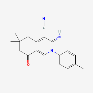 3-Imino-6,6-dimethyl-2-(4-methylphenyl)-8-oxo-5,7-dihydroisoquinoline-4-carbonitrile