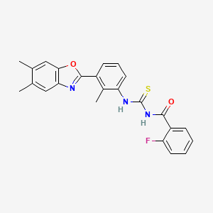 N-{[3-(5,6-dimethyl-1,3-benzoxazol-2-yl)-2-methylphenyl]carbamothioyl}-2-fluorobenzamide