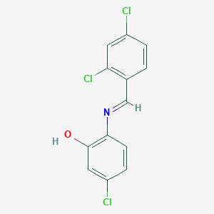 molecular formula C13H8Cl3NO B12448170 5-chloro-2-{[(E)-(2,4-dichlorophenyl)methylidene]amino}phenol 