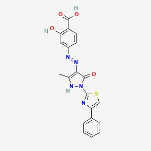 2-hydroxy-4-{(2Z)-2-[3-methyl-5-oxo-1-(4-phenyl-1,3-thiazol-2-yl)-1,5-dihydro-4H-pyrazol-4-ylidene]hydrazinyl}benzoic acid