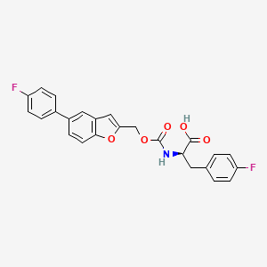 molecular formula C25H19F2NO5 B1244834 D-Phenylalanine, 4-fluoro-N-(((5-(4-fluorophenyl)-2-benzofuranyl)methoxy)carbonyl)- CAS No. 361457-01-4