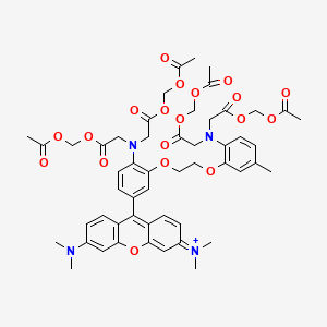 molecular formula C52H59N4O19+ B1244836 N-[9-(4-{双[2-(乙酰氧基甲氧基)-2-氧代乙基]氨基}-3-[2-(2-{双[2-(乙酰氧基甲氧基)-2-氧代乙基]氨基}-5-甲基苯氧基)乙氧基]苯基)-6-(二甲氨基)-3H-xanthen-3-亚甲基]-N-甲基甲酰胺鎓 