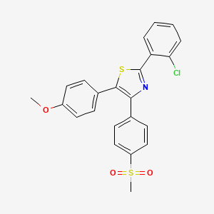 molecular formula C23H18ClNO3S2 B1244844 2-(2-Chlorophenyl)-5-(4-methoxyphenyl)-4-(4-methylsulfonylphenyl)-1,3-thiazole 
