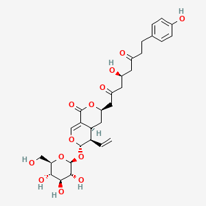molecular formula C30H38O13 B1244872 (4S)-1-[(3R,4aS,5R,6S)-5-ethenyl-1-oxo-6-[(2S,3R,4S,5S,6R)-3,4,5-trihydroxy-6-(hydroxymethyl)oxan-2-yl]oxy-4,4a,5,6-tetrahydro-3H-pyrano[3,4-c]pyran-3-yl]-4-hydroxy-8-(4-hydroxyphenyl)octane-2,6-dione 