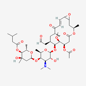 molecular formula C42H67NO16 B1244874 [(2S,3S,4R,6S)-6-[(2R,3R,4R,5R,6S)-6-[[(3R,7R,8S,9S,10R,12R,14E)-7-acetyloxy-8-methoxy-3,12-dimethyl-5,13-dioxo-10-(2-oxoethyl)-4,17-dioxabicyclo[14.1.0]heptadec-14-en-9-yl]oxy]-4-(dimethylamino)-5-hydroxy-2-methyloxan-3-yl]oxy-4-hydroxy-2,4-dimethyloxan-3-yl] 3-methylbutanoate 