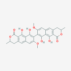 molecular formula C30H26O10 B1244936 8-(9,10-Dihydroxy-7-methoxy-3-methyl-1-oxo-3,4-dihydrobenzo[g]isochromen-8-yl)-9,10-dihydroxy-7-methoxy-3-methyl-3,4-dihydrobenzo[g]isochromen-1-one 