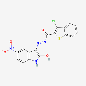 3-chloro-N'-[(3Z)-5-nitro-2-oxo-1,2-dihydro-3H-indol-3-ylidene]-1-benzothiophene-2-carbohydrazide