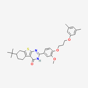 molecular formula C32H38N2O4S B12449602 7-tert-butyl-2-{4-[3-(3,5-dimethylphenoxy)propoxy]-3-methoxyphenyl}-5,6,7,8-tetrahydro[1]benzothieno[2,3-d]pyrimidin-4(3H)-one 