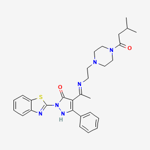 molecular formula C29H34N6O2S B12449661 (4Z)-2-(1,3-benzothiazol-2-yl)-4-[1-({2-[4-(3-methylbutanoyl)piperazin-1-yl]ethyl}amino)ethylidene]-5-phenyl-2,4-dihydro-3H-pyrazol-3-one 