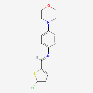 molecular formula C15H15ClN2OS B12449694 N-[(E)-(5-chlorothiophen-2-yl)methylidene]-4-(morpholin-4-yl)aniline 