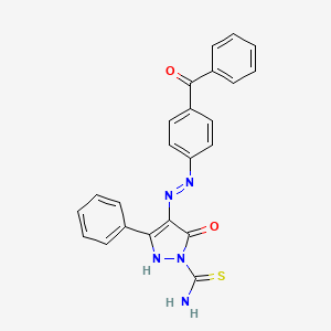 molecular formula C23H17N5O2S B12449735 (4Z)-5-oxo-3-phenyl-4-{2-[4-(phenylcarbonyl)phenyl]hydrazinylidene}-4,5-dihydro-1H-pyrazole-1-carbothioamide 