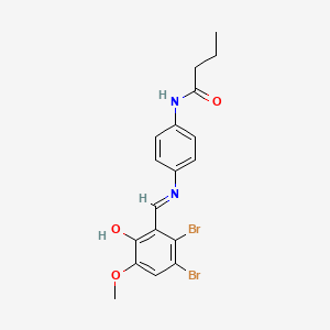 molecular formula C18H18Br2N2O3 B12449767 N-(4-{[(E)-(2,3-dibromo-6-hydroxy-5-methoxyphenyl)methylidene]amino}phenyl)butanamide 