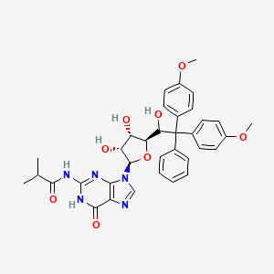 molecular formula C35H37N5O8 B12449799 N-(9-((2R,3R,4S,5R)-3,4-Dihydroxy-5-(1-hydroxy-2,2-bis(4-methoxyphenyl)-2-phenylethyl)tetrahydrofuran-2-yl)-6-oxo-6,9-dihydro-1H-purin-2-yl)isobutyramide 