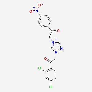 molecular formula C18H13Cl2N4O4+ B12449804 1-[2-(2,4-dichlorophenyl)-2-oxoethyl]-4-[2-(4-nitrophenyl)-2-oxoethyl]-1H-1,2,4-triazol-4-ium 