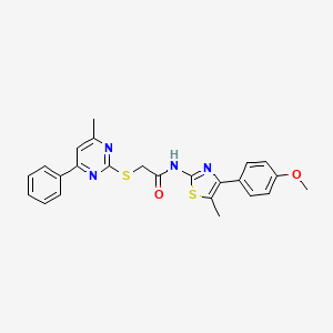 molecular formula C24H22N4O2S2 B12449851 N-[4-(4-methoxyphenyl)-5-methyl-1,3-thiazol-2-yl]-2-[(4-methyl-6-phenylpyrimidin-2-yl)sulfanyl]acetamide 