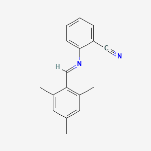 molecular formula C17H16N2 B12449864 2-{[(E)-(2,4,6-trimethylphenyl)methylidene]amino}benzonitrile 