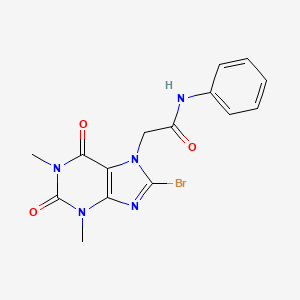 molecular formula C15H14BrN5O3 B12449919 2-(8-bromo-1,3-dimethyl-2,6-dioxopurin-7-yl)-N-phenylacetamide 