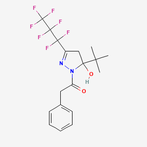 1-[5-tert-butyl-3-(heptafluoropropyl)-5-hydroxy-4,5-dihydro-1H-pyrazol-1-yl]-2-phenylethanone