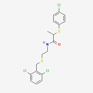 molecular formula C18H18Cl3NOS2 B12449984 2-[(4-chlorophenyl)sulfanyl]-N-{2-[(2,6-dichlorobenzyl)sulfanyl]ethyl}propanamide 