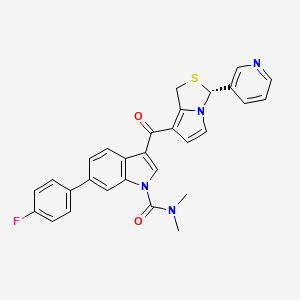 molecular formula C29H23FN4O2S B1245004 (R)-6-(4-Fluorophenyl)-N,N-dimethyl-3-[3-(3-pyridinyl)-1H,3H-pyrrolo[1,2-c]thiazol-7-yl]carbonyl-1H-indole-1-carboxamide CAS No. 161395-33-1
