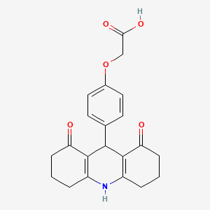 molecular formula C21H21NO5 B12450044 [4-(1,8-Dioxo-1,2,3,4,5,6,7,8,9,10-decahydroacridin-9-yl)phenoxy]acetic acid 