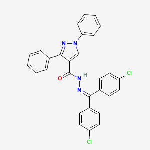 molecular formula C29H20Cl2N4O B12450080 N'-[bis(4-chlorophenyl)methylidene]-1,3-diphenyl-1H-pyrazole-4-carbohydrazide 