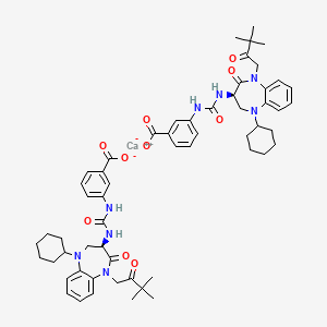 molecular formula C58H70CaN8O10 B1245014 Nastorazepide calcium CAS No. 343326-69-2