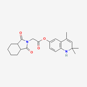 molecular formula C22H26N2O4 B12450202 2,2,4-trimethyl-1,2-dihydroquinolin-6-yl (1,3-dioxooctahydro-2H-isoindol-2-yl)acetate 