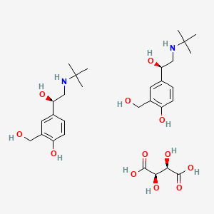 molecular formula C30H48N2O12 B1245021 (R)-4-(2-(tert-Butylamino)-1-hydroxyethyl)-2-(hydroxy-methyl)phenol (2R,3R)-2,3-dihydroxysuccinate CAS No. 661464-94-4