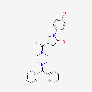 molecular formula C29H31N3O3 B12450254 4-{[4-(Diphenylmethyl)piperazin-1-yl]carbonyl}-1-(4-methoxyphenyl)pyrrolidin-2-one 