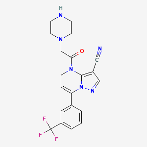 molecular formula C20H19F3N6O B1245026 4-(2-piperazin-1-ylacetyl)-7-[3-(trifluoromethyl)phenyl]-5H-pyrazolo[1,5-a]pyrimidine-3-carbonitrile 