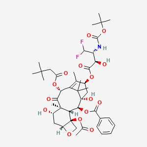 molecular formula C44H59F2NO15 B1245027 [(1S,2S,3R,4S,7R,9S,10S,12R,15S)-4-acetyloxy-15-[(2R,3R)-4,4-difluoro-2-hydroxy-3-[(2-methylpropan-2-yl)oxycarbonylamino]butanoyl]oxy-12-(3,3-dimethylbutanoyloxy)-1,9-dihydroxy-10,14,17,17-tetramethyl-11-oxo-6-oxatetracyclo[11.3.1.03,10.04,7]heptadec-13-en-2-yl] benzoate 