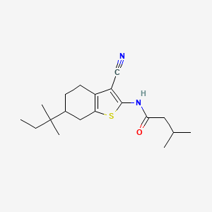 molecular formula C19H28N2OS B12450282 N-[3-cyano-6-(2-methylbutan-2-yl)-4,5,6,7-tetrahydro-1-benzothiophen-2-yl]-3-methylbutanamide 